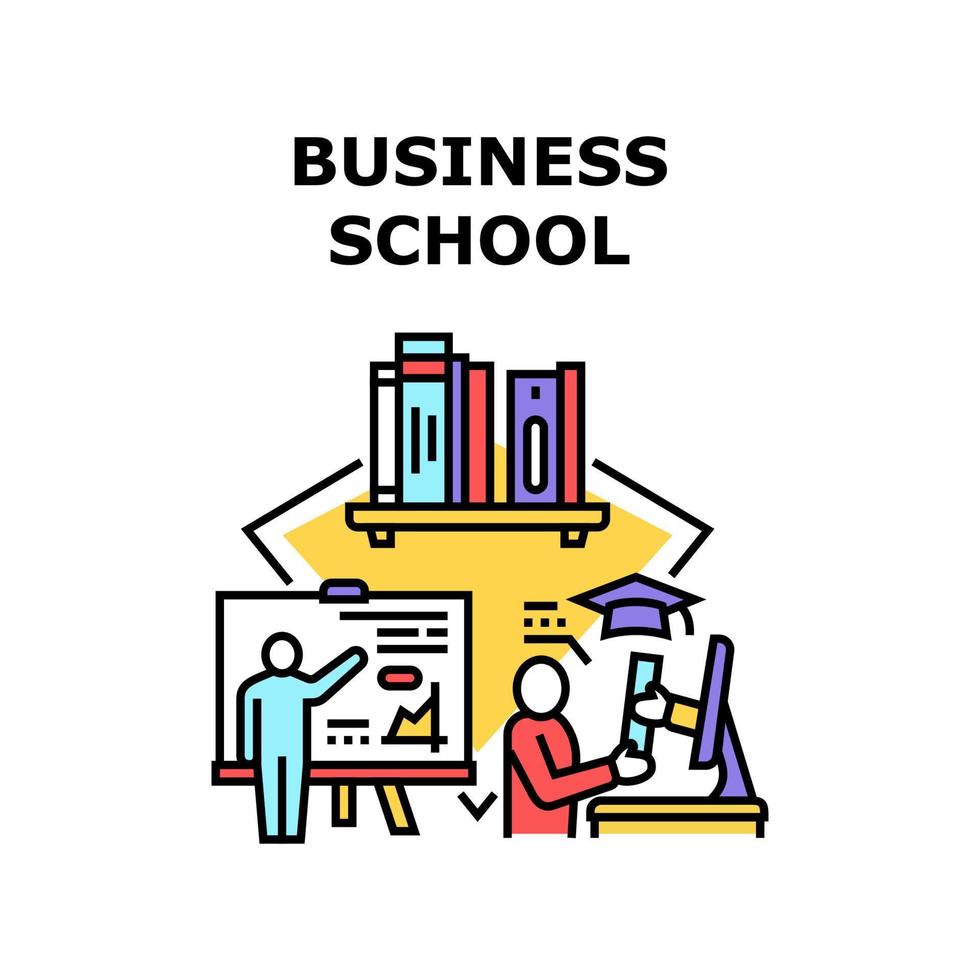 Business School Vector Concept Color Illustration