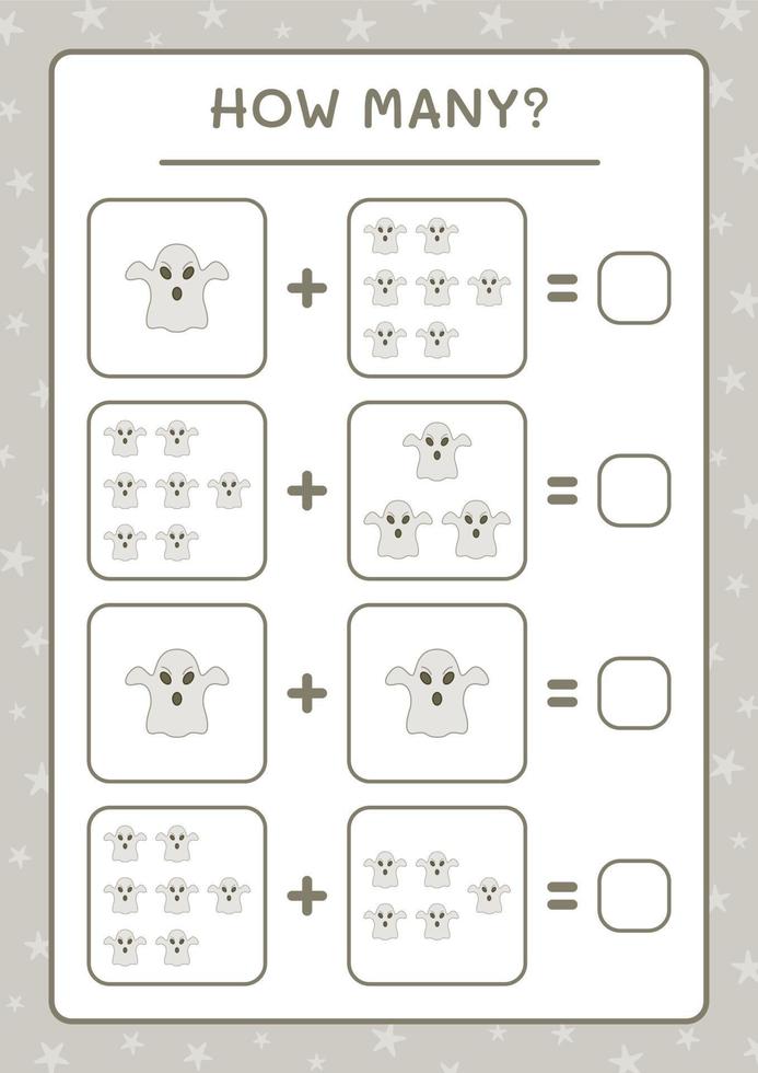 How many Ghost, game for children. Vector illustration, printable worksheet