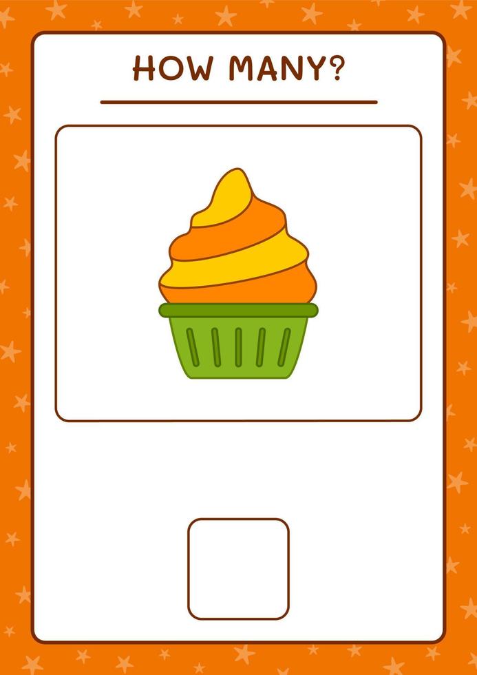 cuantos cup cake, juego para niños. ilustración vectorial, hoja de cálculo imprimible vector