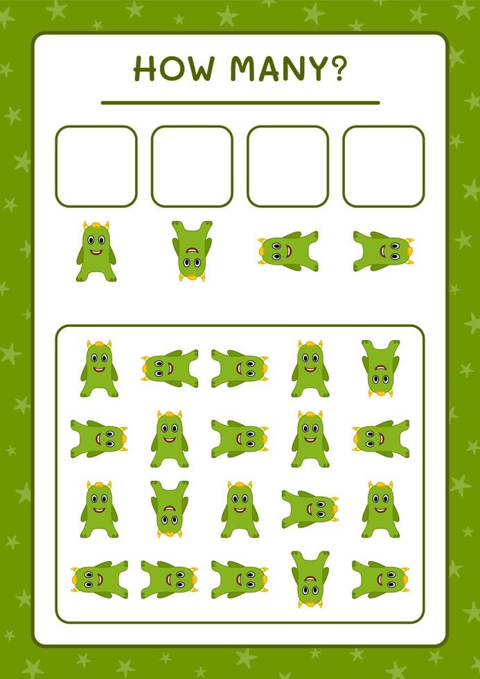 How many Monster, game for children. Vector illustration, printable worksheet