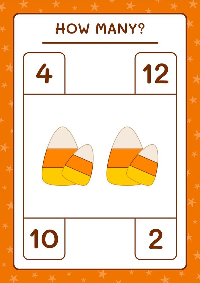 How many Candy, game for children. Vector illustration, printable worksheet