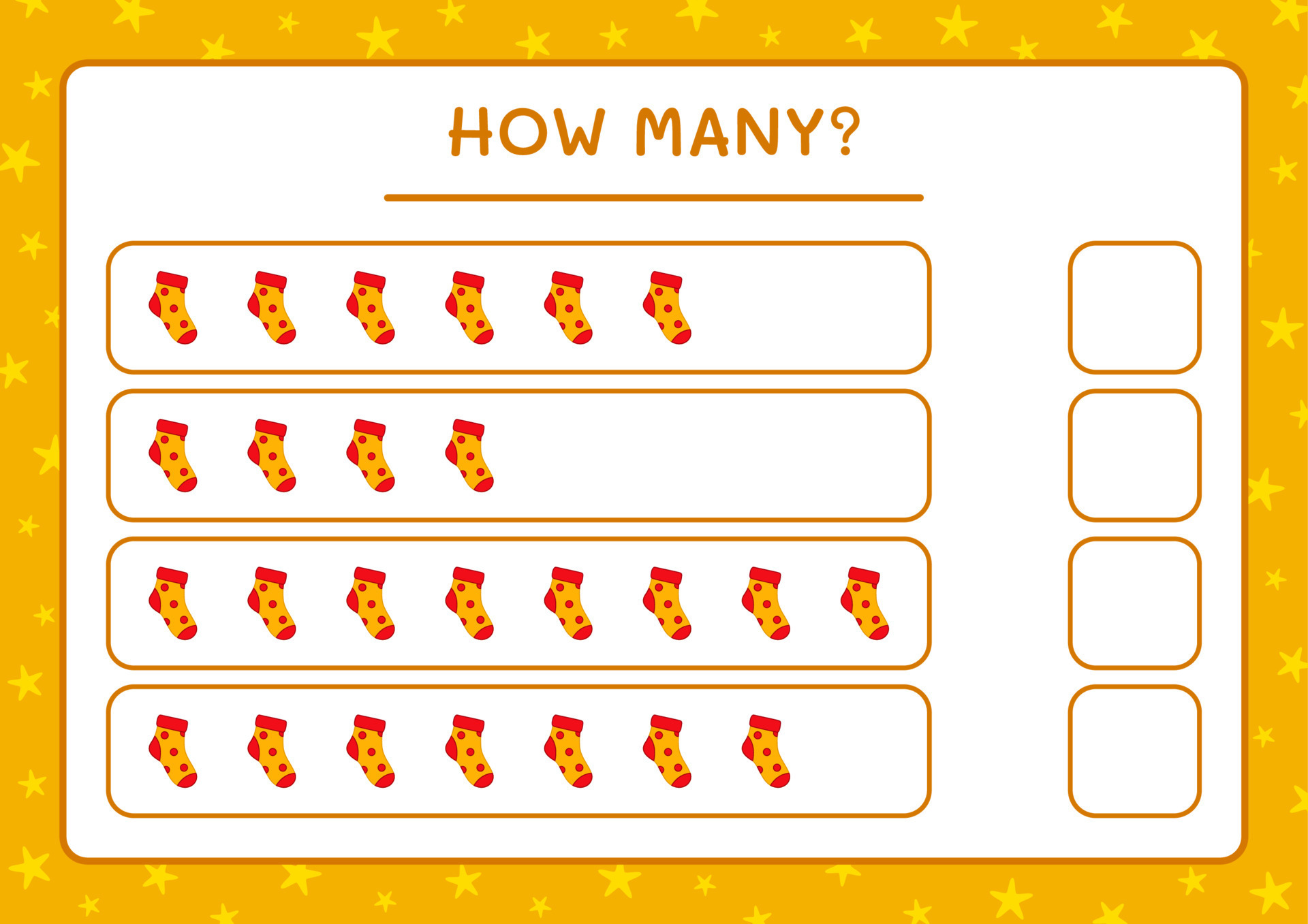 how-many-christmas-sock-game-for-children-vector-illustration