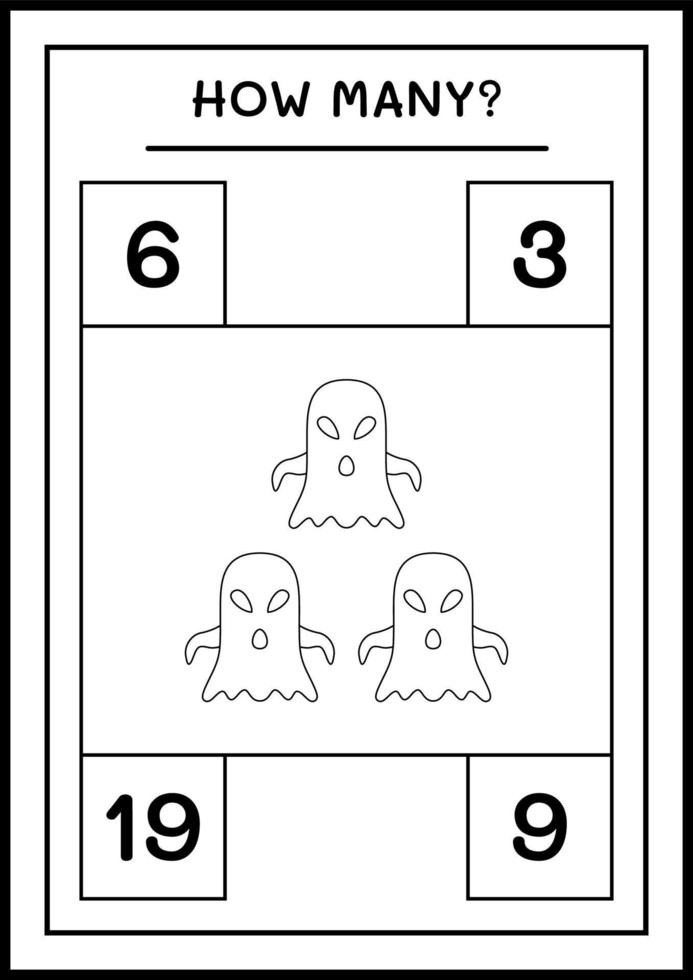 How many Ghost, game for children. Vector illustration, printable worksheet