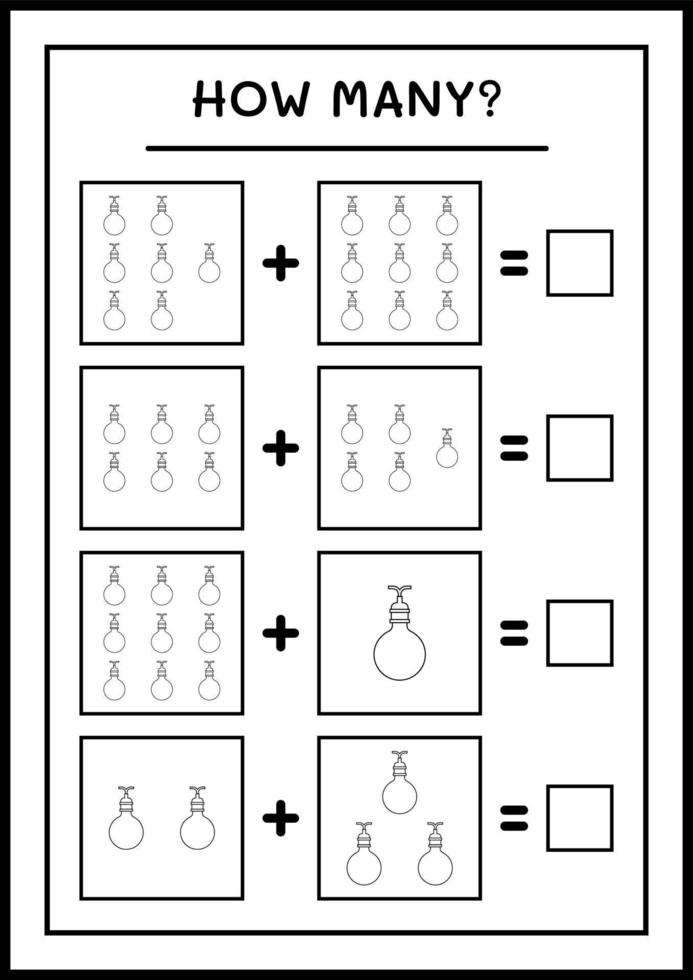 cuantas luces navideñas, juego para niños. ilustración vectorial, hoja de cálculo imprimible vector