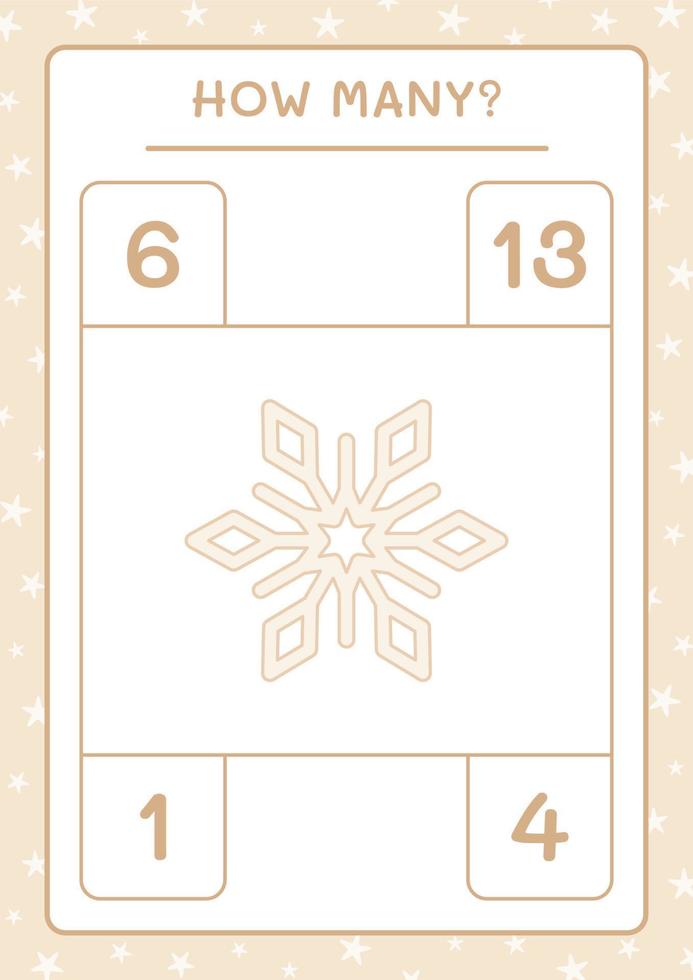 How many snowflake, game for children. Vector illustration, printable worksheet