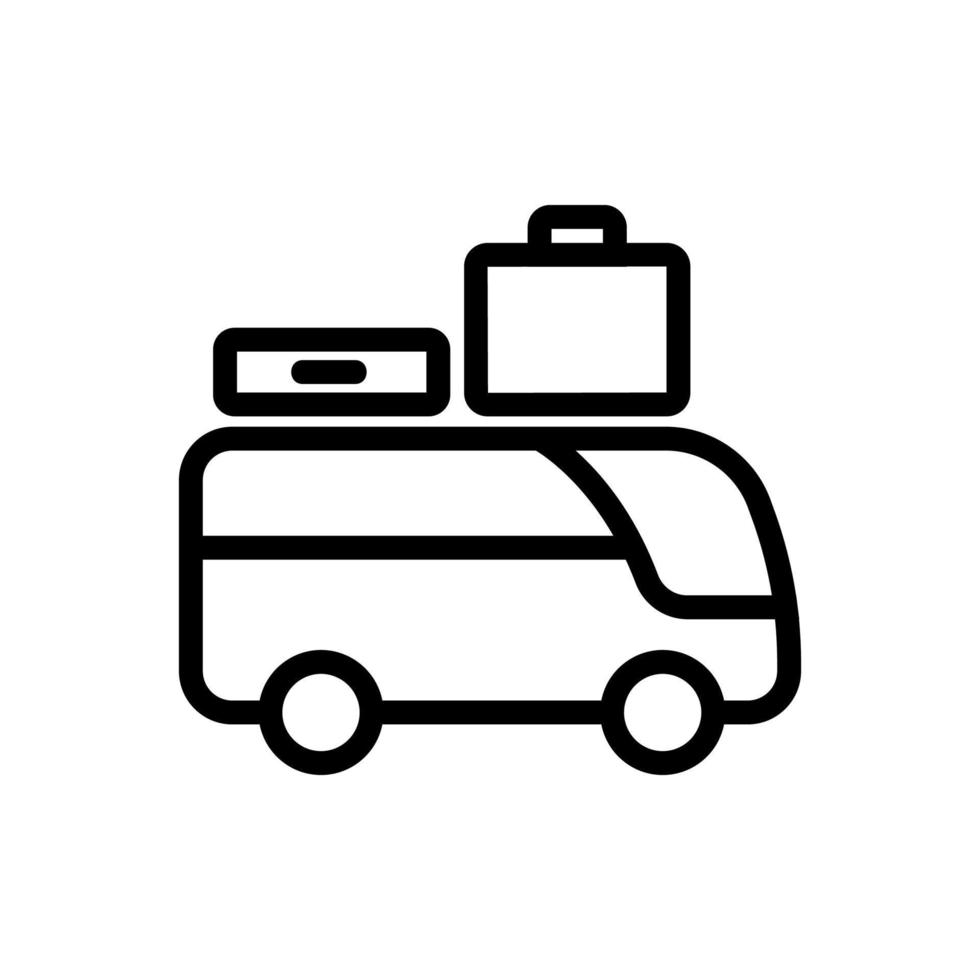sightseeing bus with suitcases icon vector outline illustration
