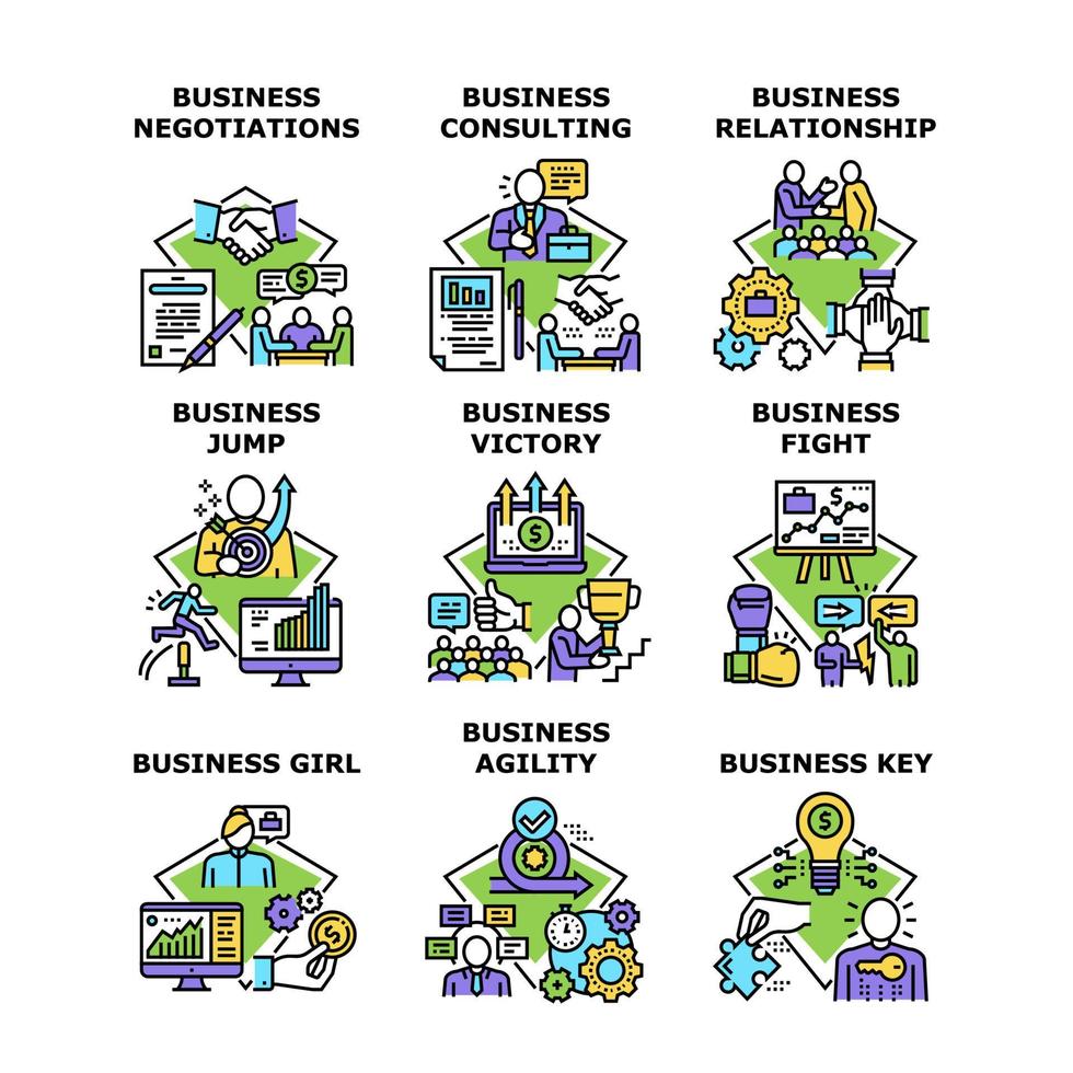 Business Relation Set Icons Vector Illustrations