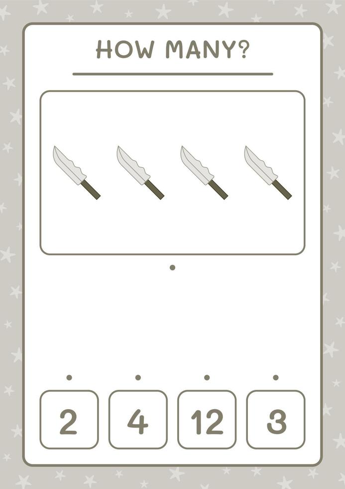 How many Knife, game for children. Vector illustration, printable worksheet