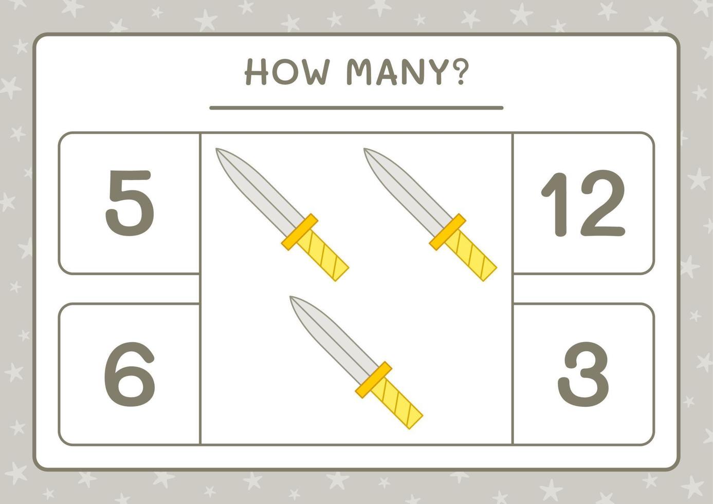 How many Sword, game for children. Vector illustration, printable worksheet