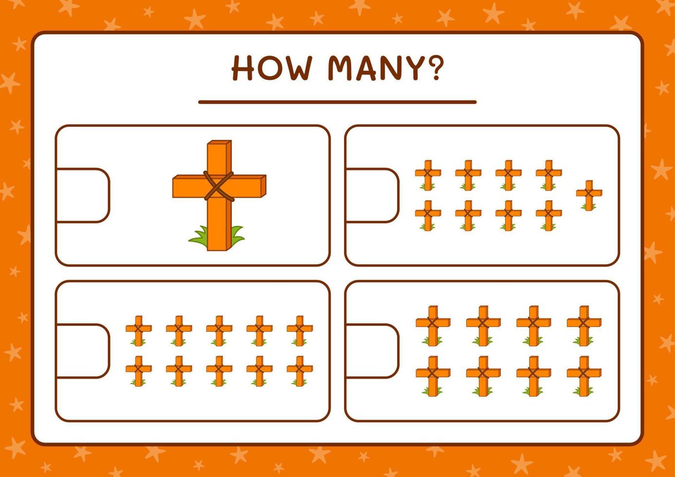 How many Holy Cross, game for children. Vector illustration, printable worksheet