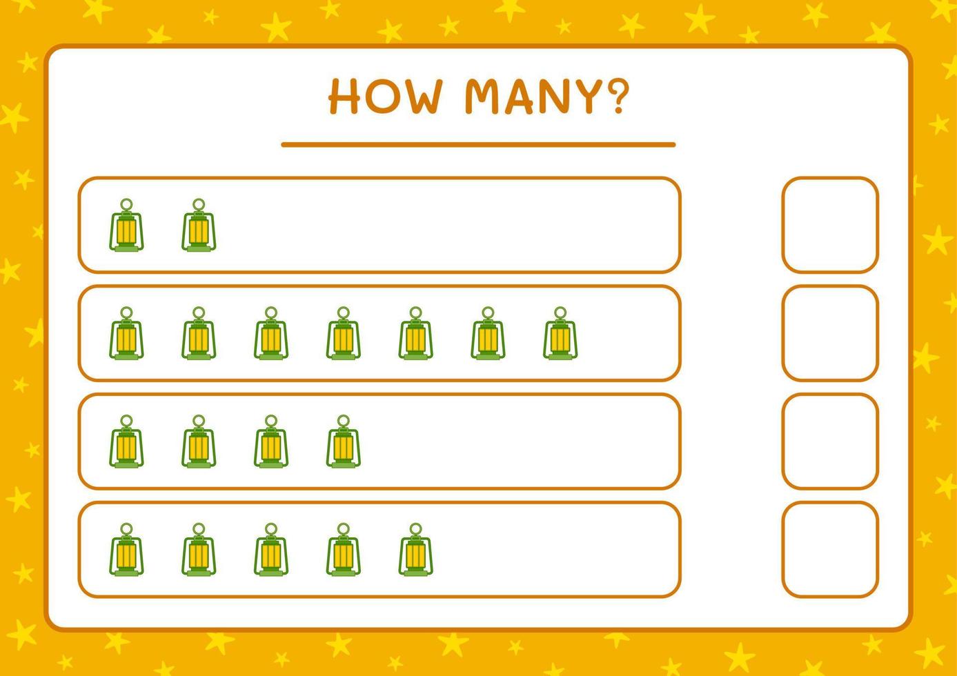 How many christmas lantern, game for children. Vector illustration, printable worksheet