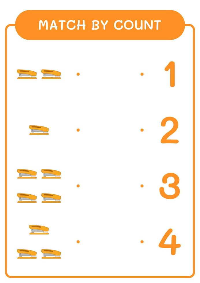 Match by count of Stapler, game for children. Vector illustration, printable worksheet