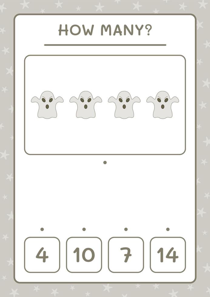 How many Ghost, game for children. Vector illustration, printable worksheet