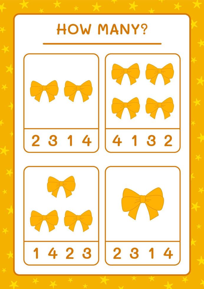 How many ribbon, game for children. Vector illustration, printable worksheet
