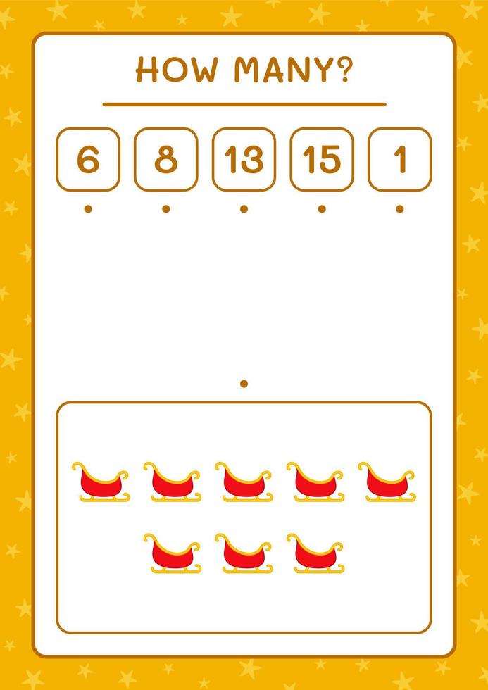 How many santa claus sleigh, game for children. Vector illustration, printable worksheet