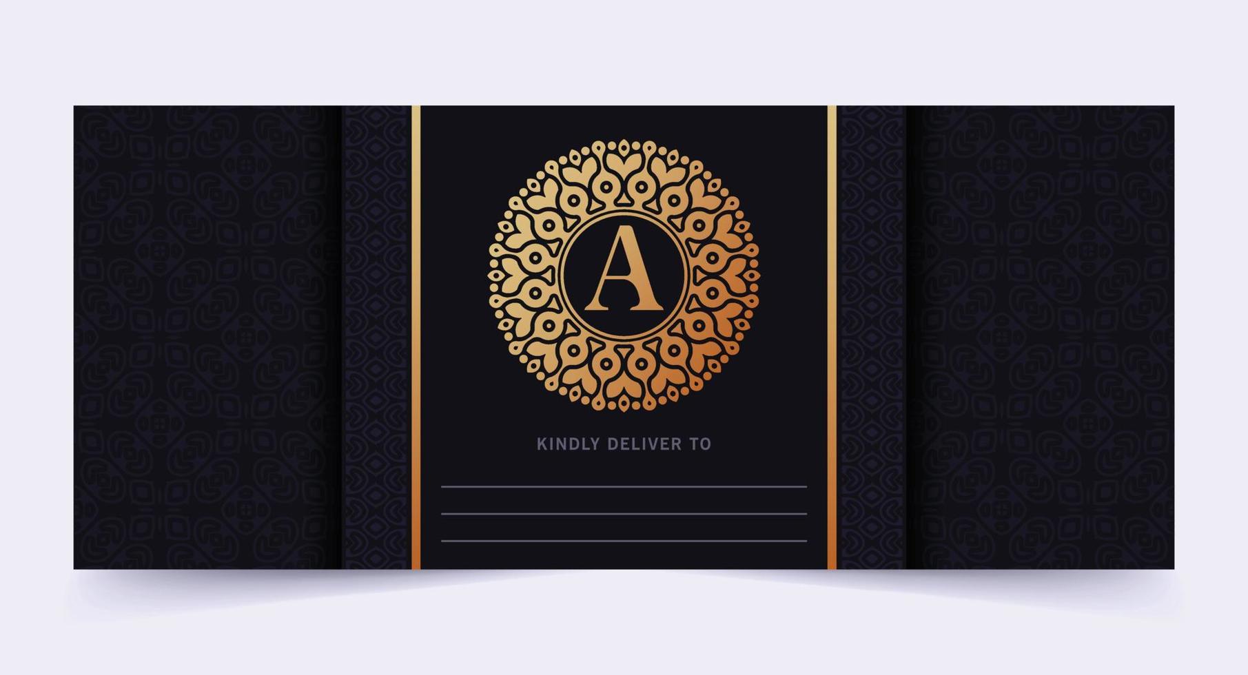 Luxury dark invitation card with border vector