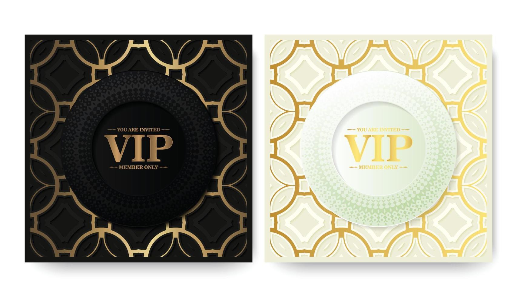 luxury white and black VIP card ornament pattern vector
