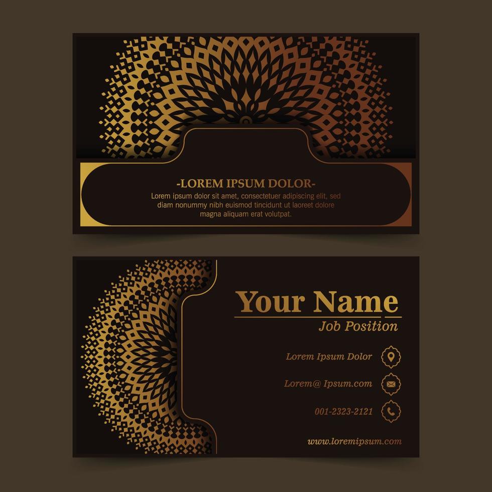 Business Card In Black With Luxurious Brown Ornaments For Your