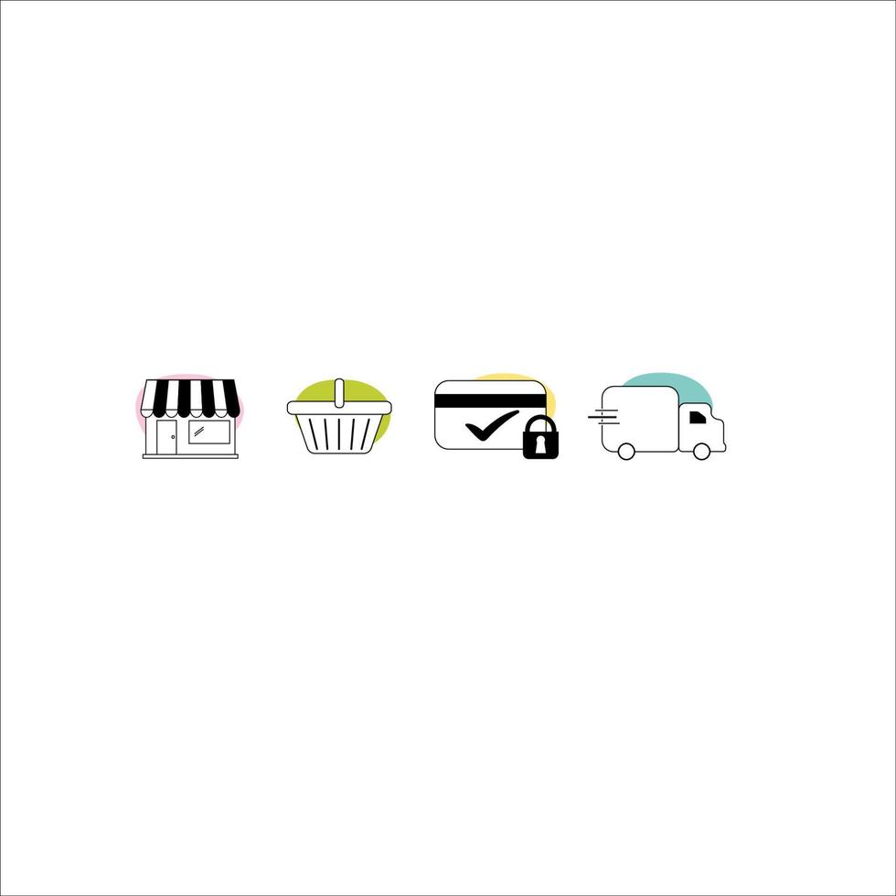 Set of shop and delivery icons on transparent background vector