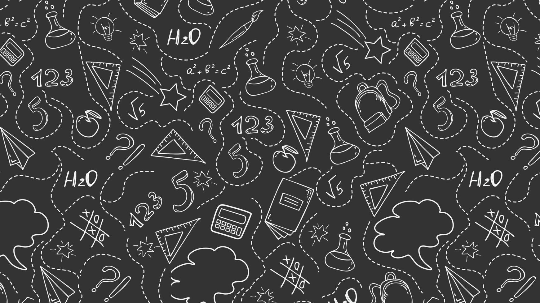 School abstract background banner with school supplies on black background. Back to school. Vector