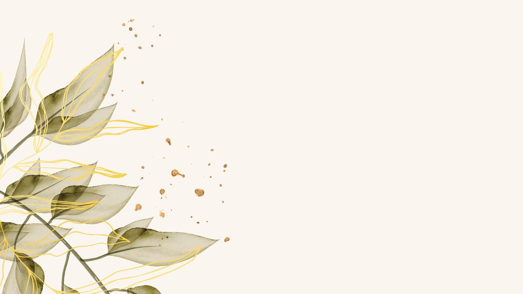 Abstract botanical background for web pages, banners with watercolour leaves and splashes. Vector editable background