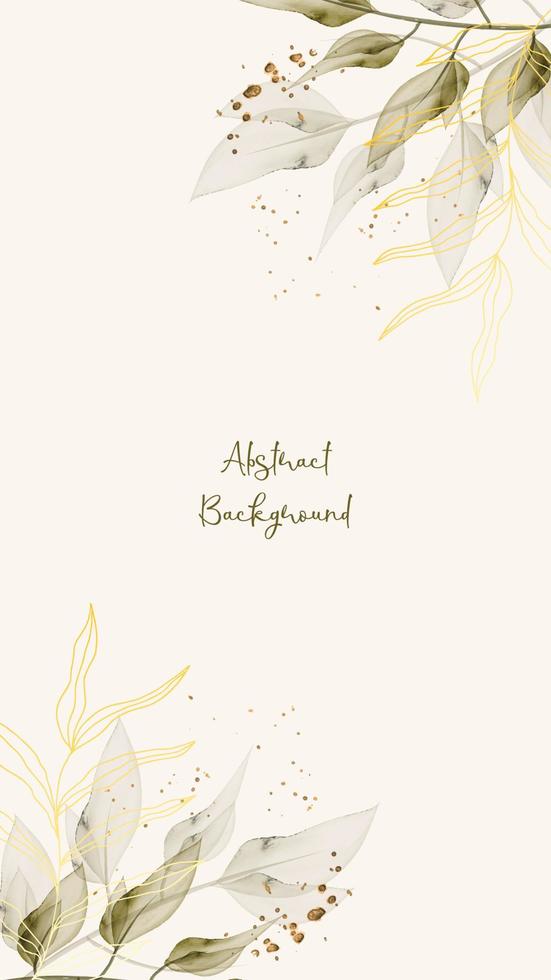 Natural template for social media storis with vegetation and gold. Vector editable background.