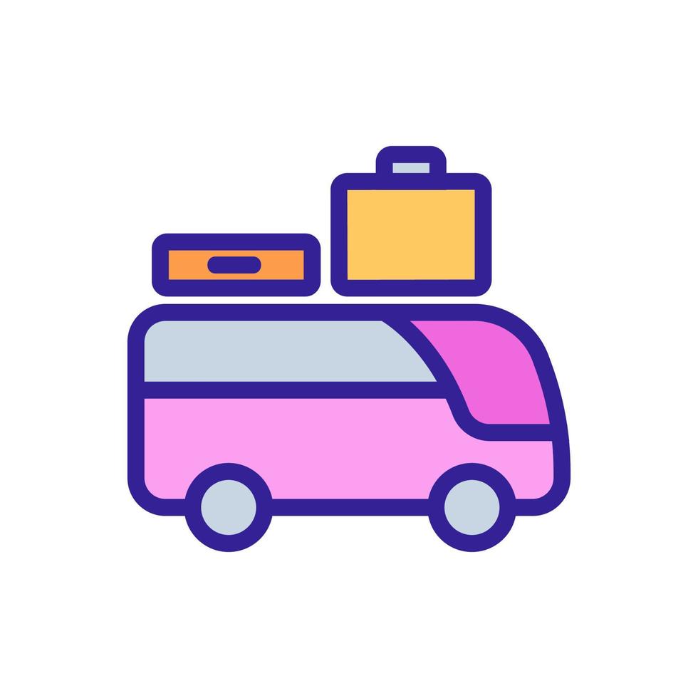 sightseeing bus with suitcases icon vector outline illustration