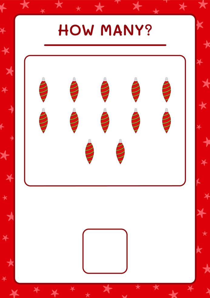 How many christmas ornament, game for children. Vector illustration, printable worksheet