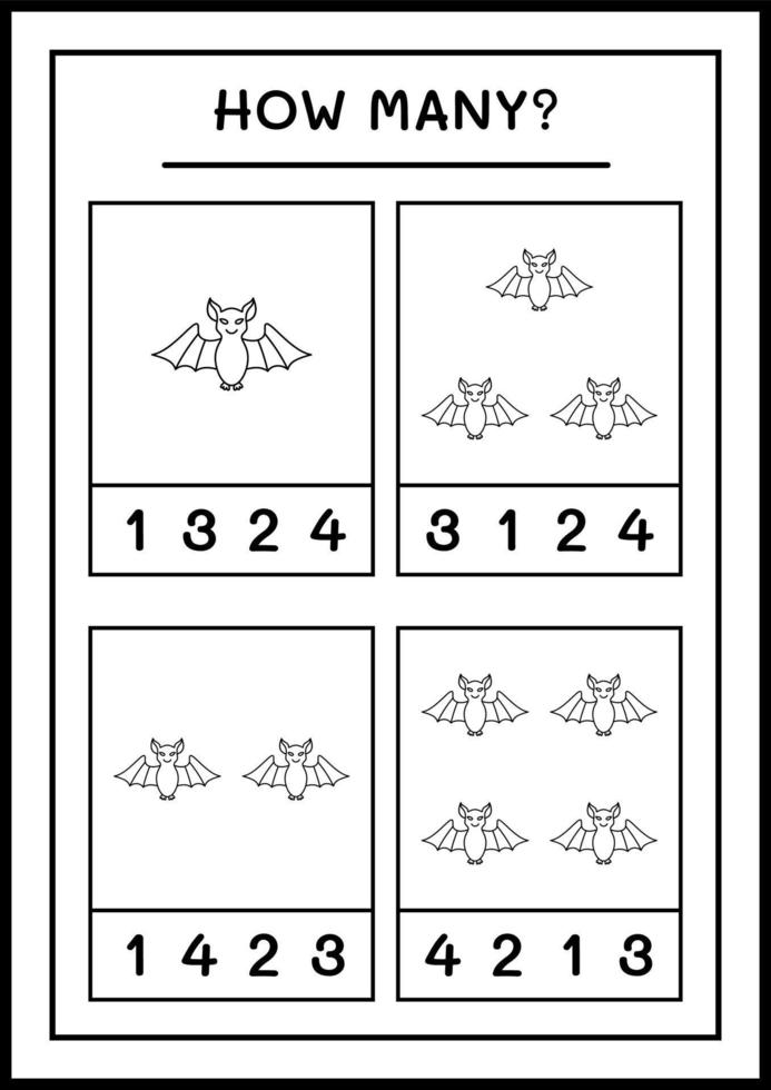 How many Bat, game for children. Vector illustration, printable