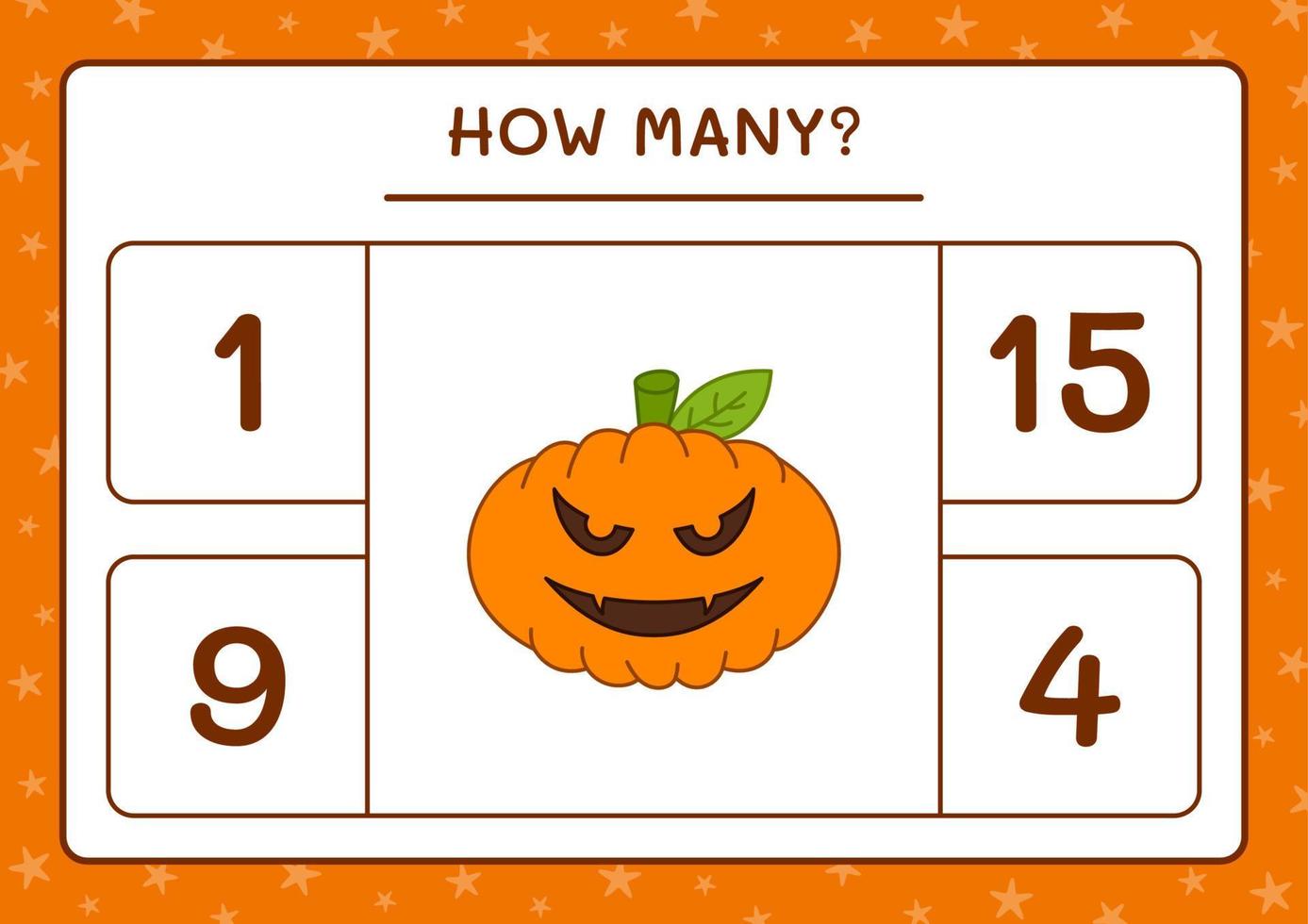 How many Pumpkin, game for children. Vector illustration, printable worksheet