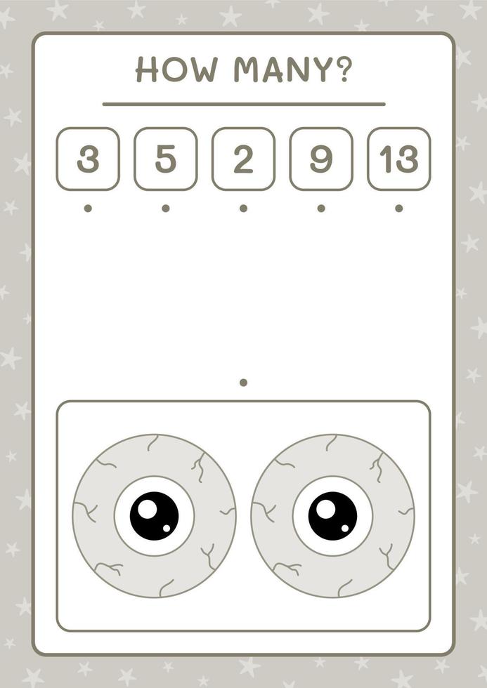 How many Eye, game for children. Vector illustration, printable worksheet