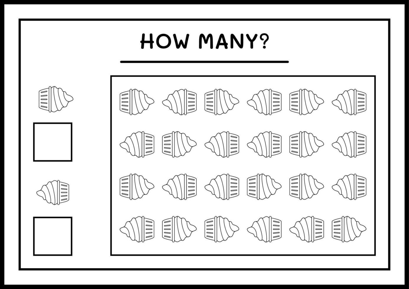 How many Cup Cake, game for children. Vector illustration, printable worksheet