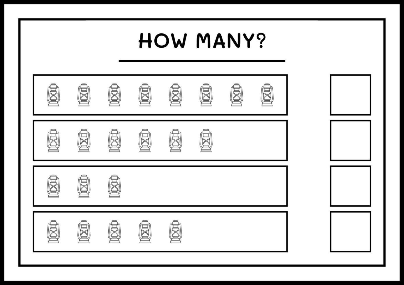 How many christmas lantern, game for children. Vector illustration, printable worksheet