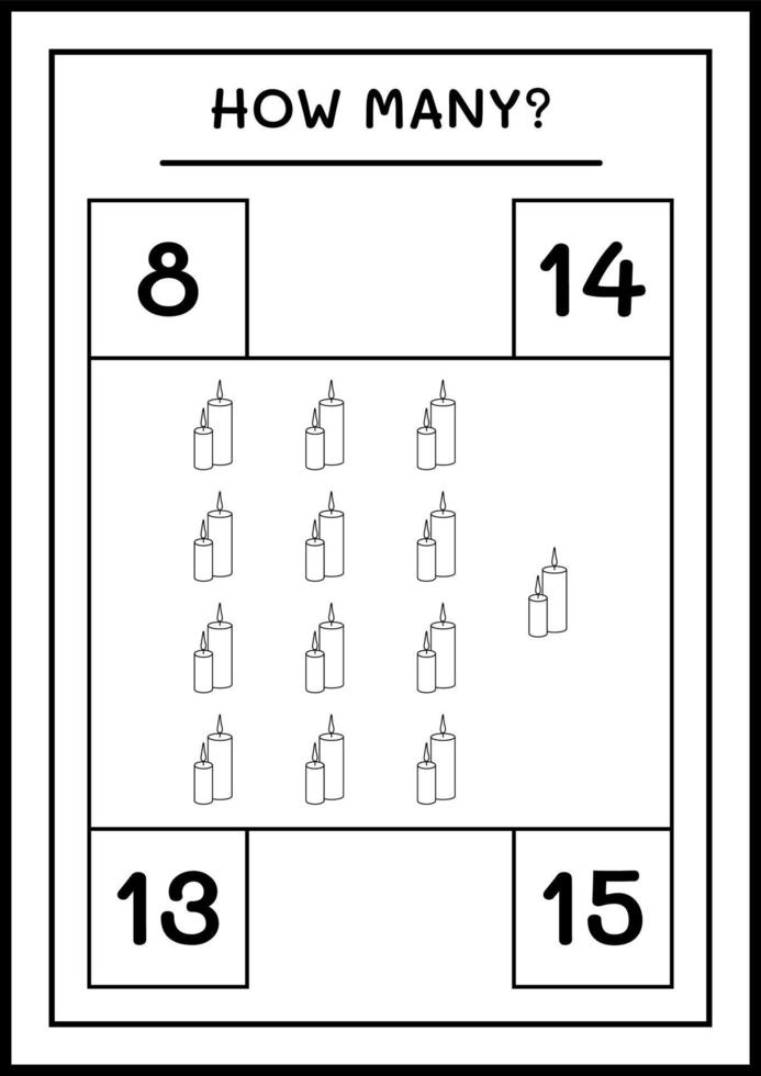 cuantas velas navideñas, juego para niños. ilustración vectorial, hoja de cálculo imprimible vector