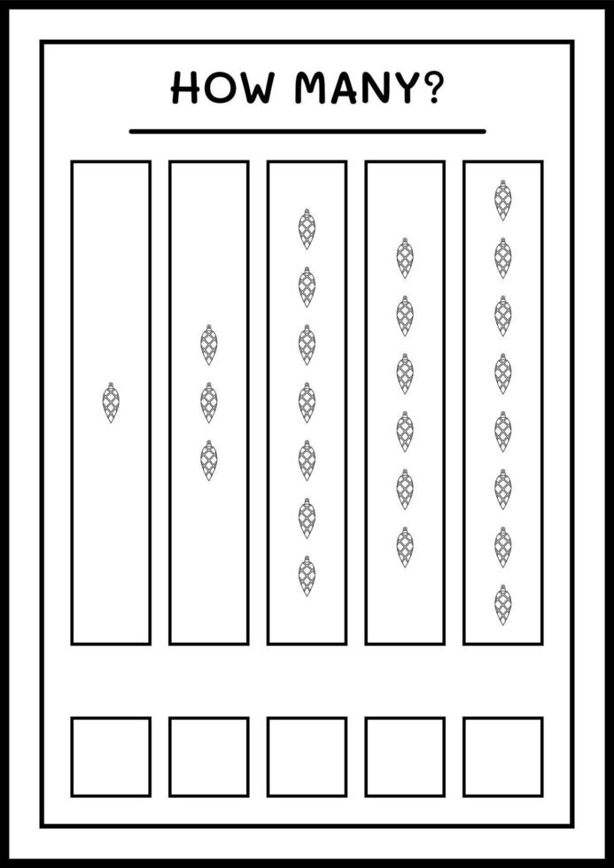 How many christmas ornament, game for children. Vector illustration, printable worksheet