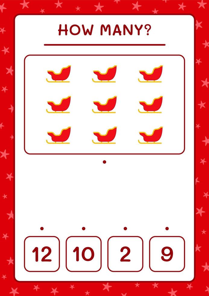 How many santa claus sleigh, game for children. Vector illustration, printable worksheet