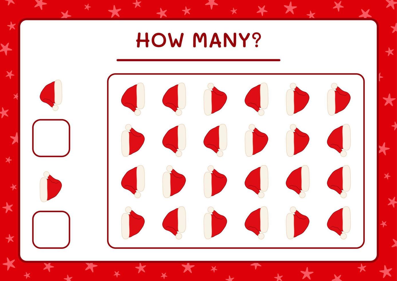 How many santa claus hat, game for children. Vector illustration, printable worksheet