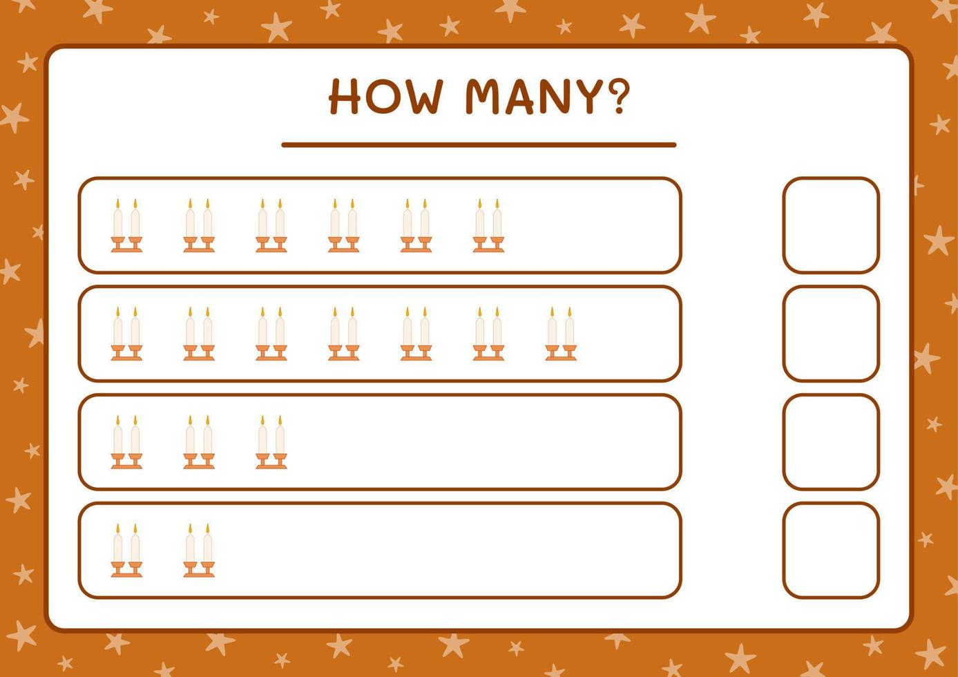 How many christmas candle, game for children. Vector illustration, printable worksheet