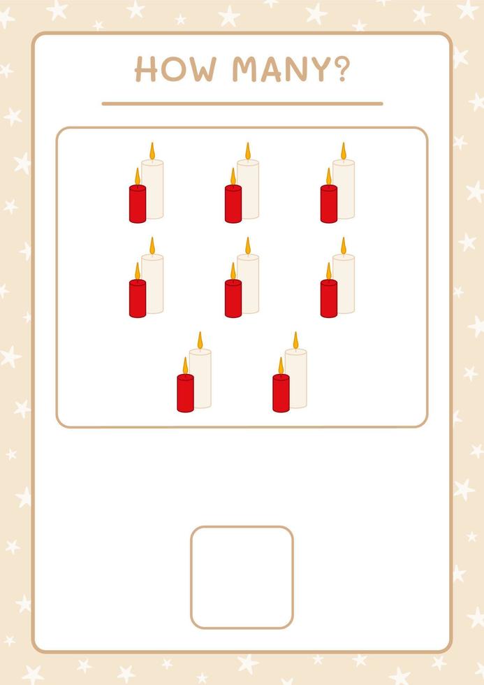How many christmas candle, game for children. Vector illustration, printable worksheet