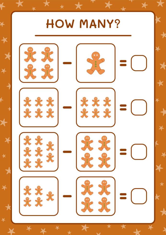 How many gingerbread cookie, game for children. Vector illustration, printable worksheet