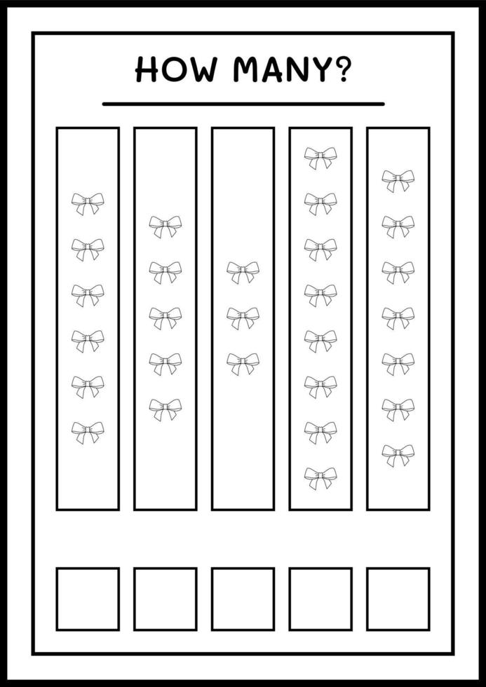 How many ribbon, game for children. Vector illustration, printable worksheet