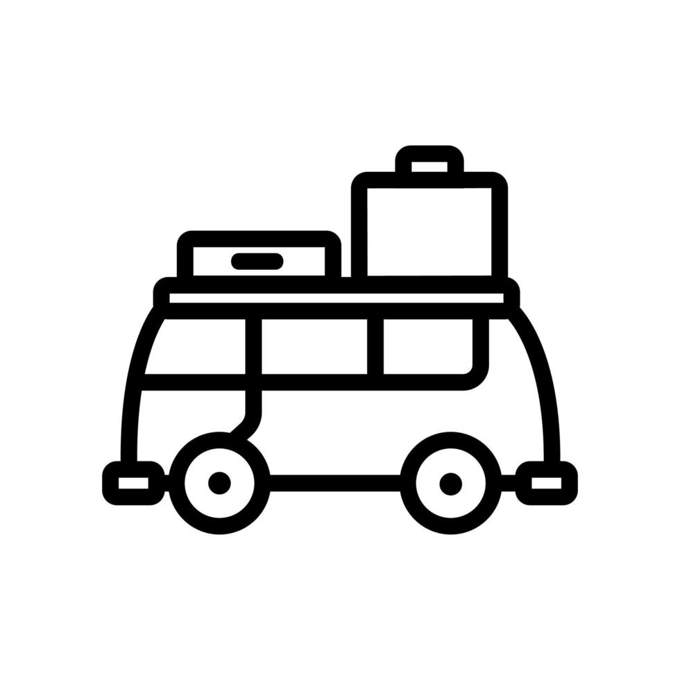 suitcase stuff by bus icon vector outline illustration