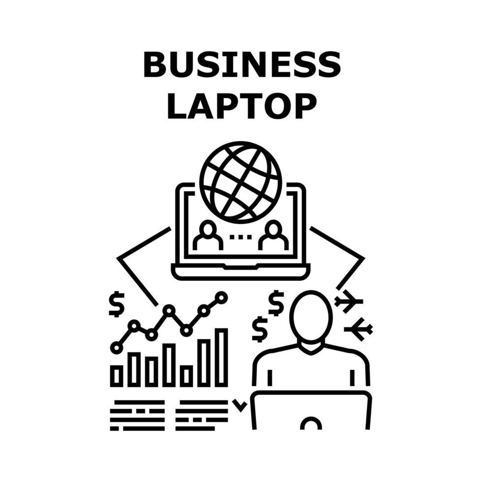 Business Laptop Vector Concept Black Illustration