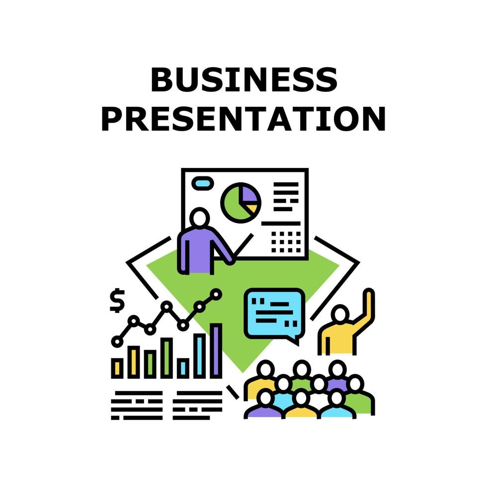 color de concepto de vector de reunión de presentación de negocios
