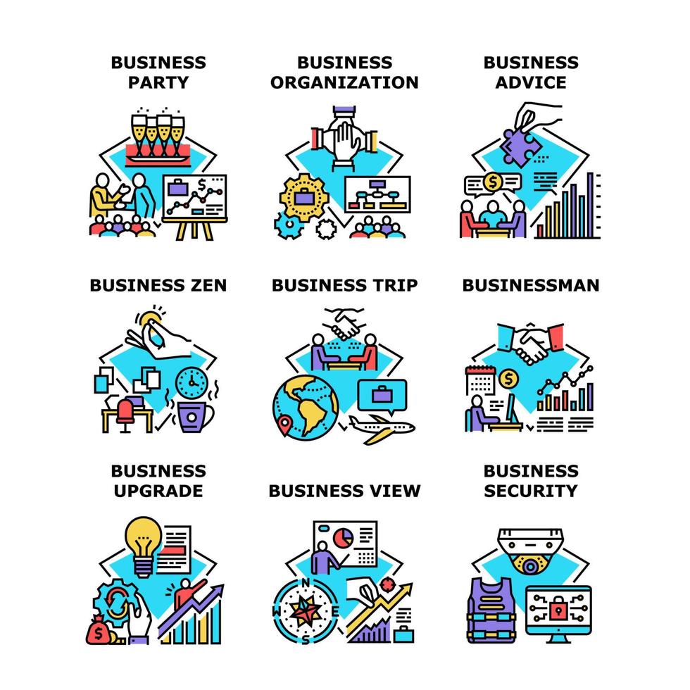 Business Advice Set Icons Vector Illustrations