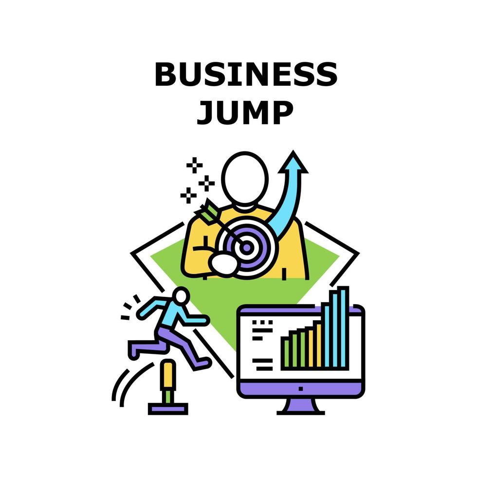Business Jump Vector Concept Color Illustration