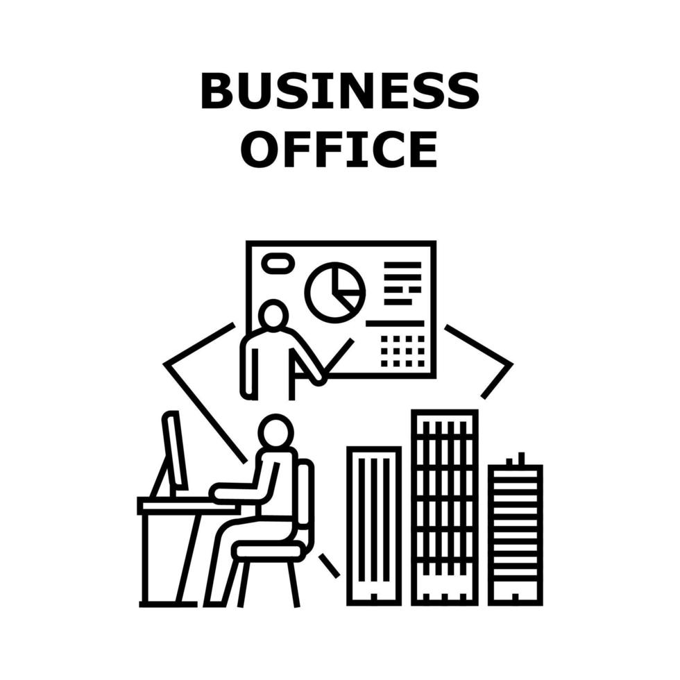 Business Office Vector Concept Black Illustration