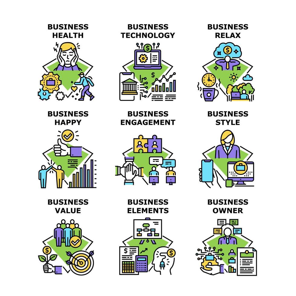 Business Technology Set Icons Vector Illustrations