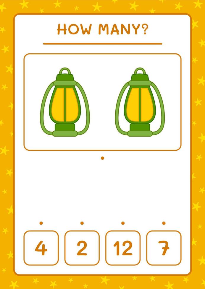 How many christmas lantern, game for children. Vector illustration, printable worksheet