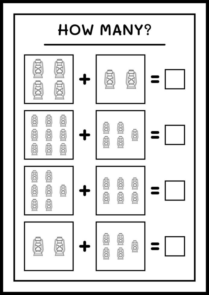 How many christmas lantern, game for children. Vector illustration, printable worksheet